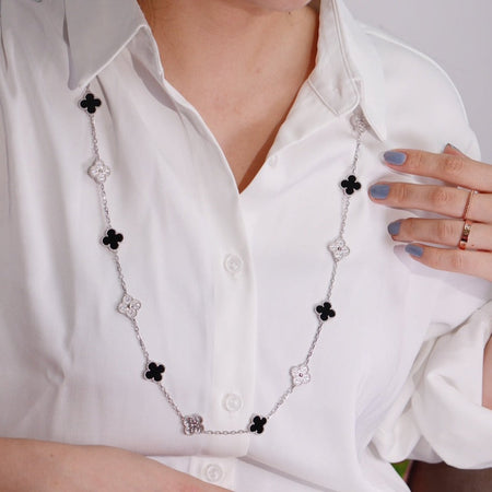 [Amore Jewelry]CLOVER 20 MOTIFS ONYX DIAMOND SILVER