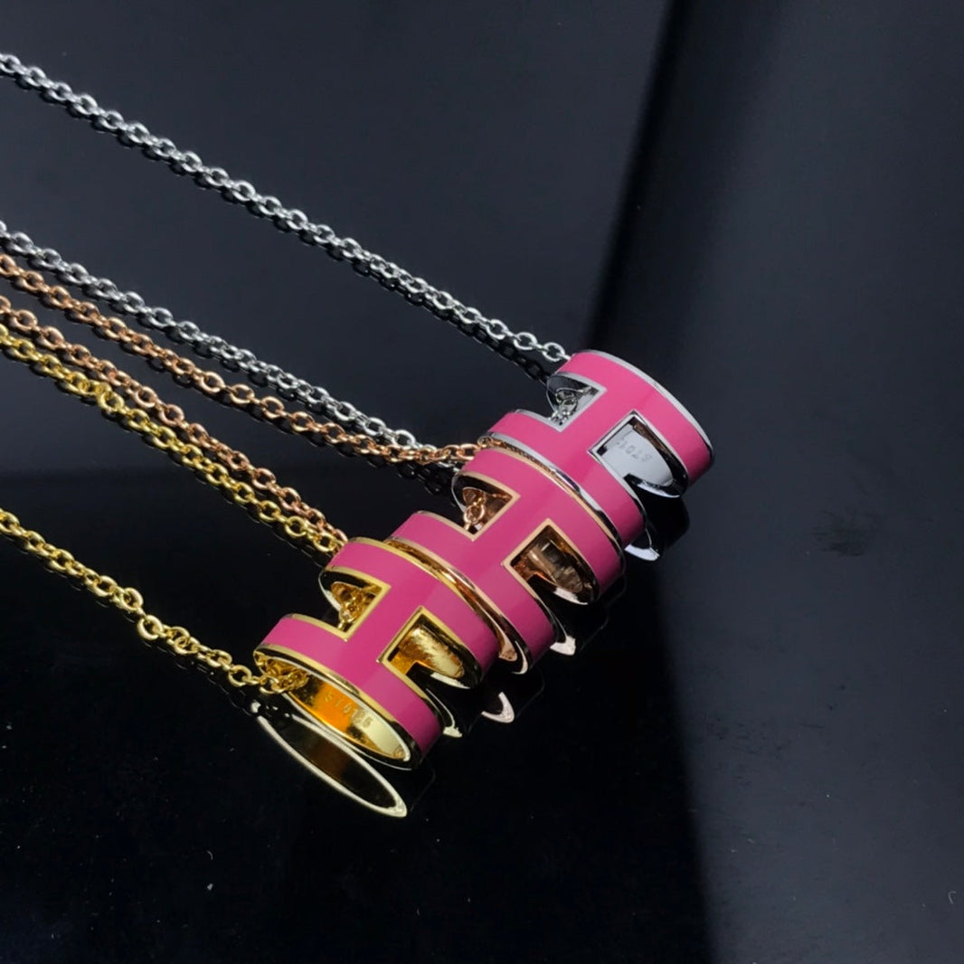 [Amore Jewelry]H NECKLACE PINK