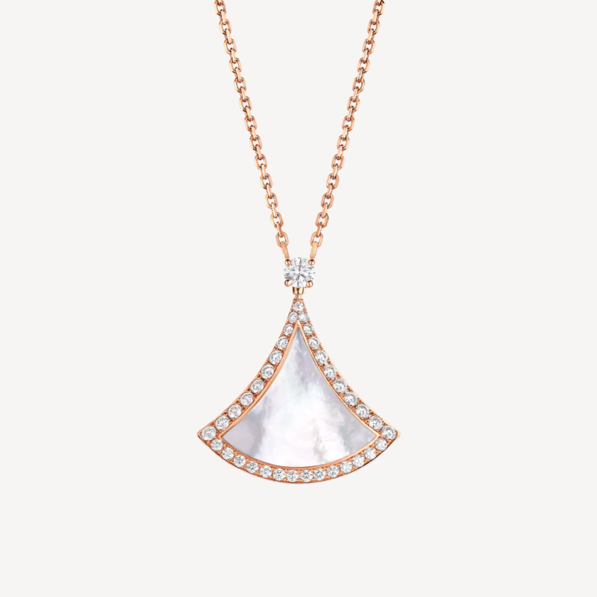 [Amore Jewelry]DREAM MOP DIAMOND PAVED PINK GOLD NECKLACE