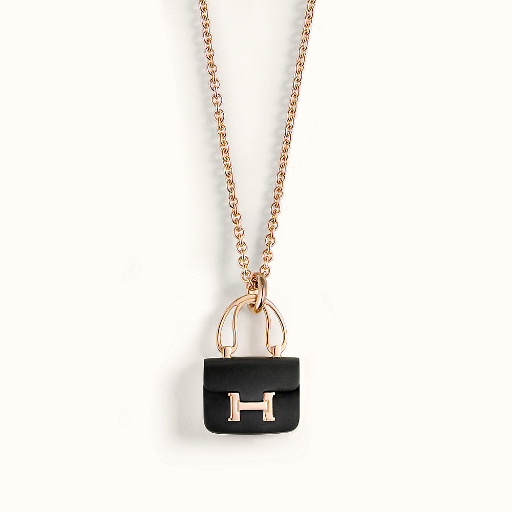 [Amore Jewelry]CONSTANCE BLACK PEDANT PINK GOLD NECKLACE