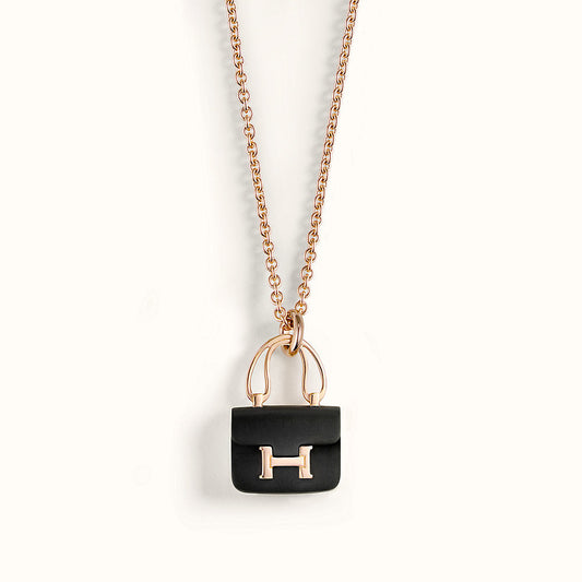 [Opulent Aurora]CONSTANCE BLACK PEDANT PINK GOLD NECKLACE