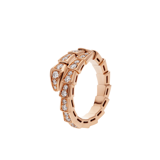 [Amore Jewelry]SERPENTI RING PINK GOLD DIAMOND PAVED 4MM