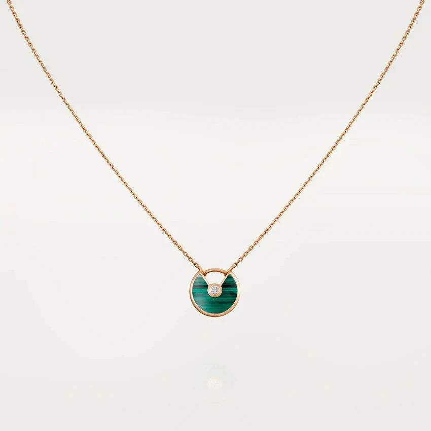 [Amore Jewelry]AMULETTE ROSE GOLD MALACHITE NECKLACE