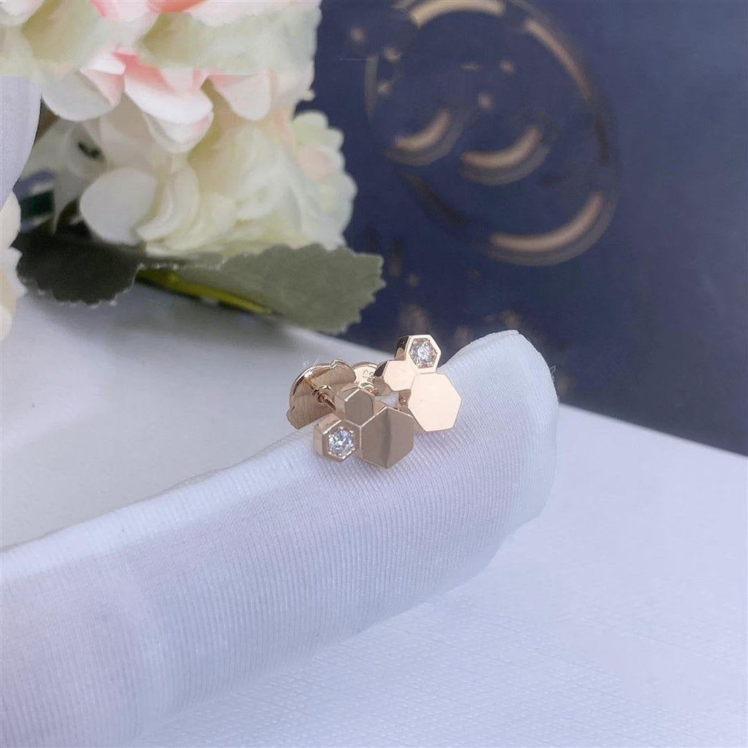 [Amore Jewelry]BEE LOVE PINK GOLD DIAMOND EARRINGS