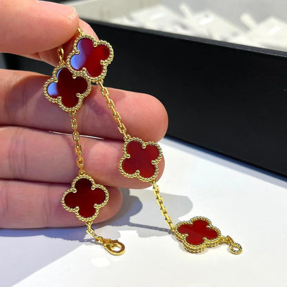 [Amore Jewelry] CLOVER 5 MOTIF RED CORNELIAN BRACELET COLLECTION