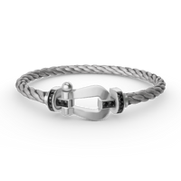 [Amore Jewelry]FORCE LARGE HORSESHOE BLACK DIAMOND BRACELET SILVER