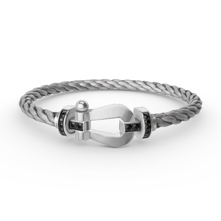[Amore Jewelry]FORCE LARGE HORSESHOE BLACK DIAMOND BRACELET SILVER