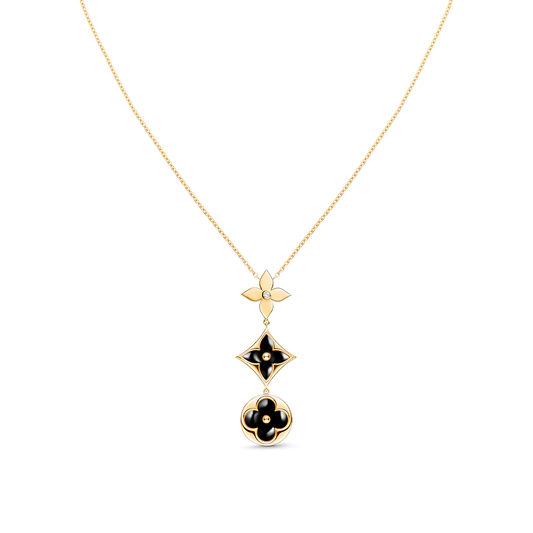 [Opulent Aurora]STAR AND SUN ONYX PINK GOLD NECKLACE