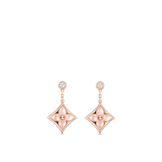 [Opulent Aurora]DOUBLE STAR PINK GOLD MOP DROP EARRINGS