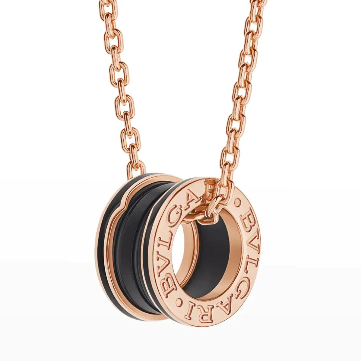 [Opulent Aurora]ZERO 1 BLACK CERAMIC PINK GOLD NECKLACE