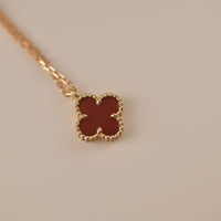 [Amore Jewelry]CLOVER MINI 9.5MM WHITE CARNELIANS NECKLACE