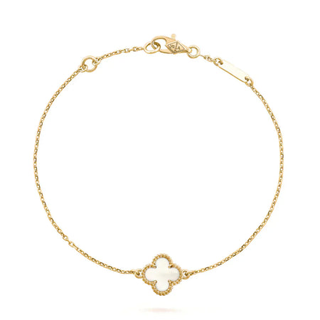 [Amore Jewelry]CLOVER WHITE MOP SINGLE FLOWER BRACELET