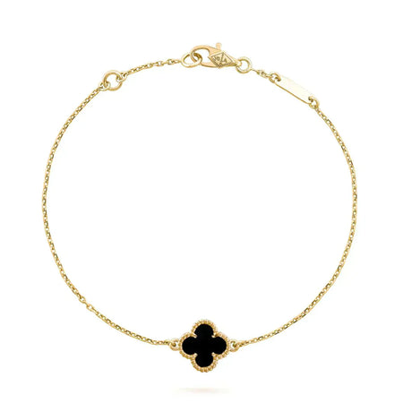 [Amore Jewelry]CLOVER ONYX SINGLE FLOWER BRACELET