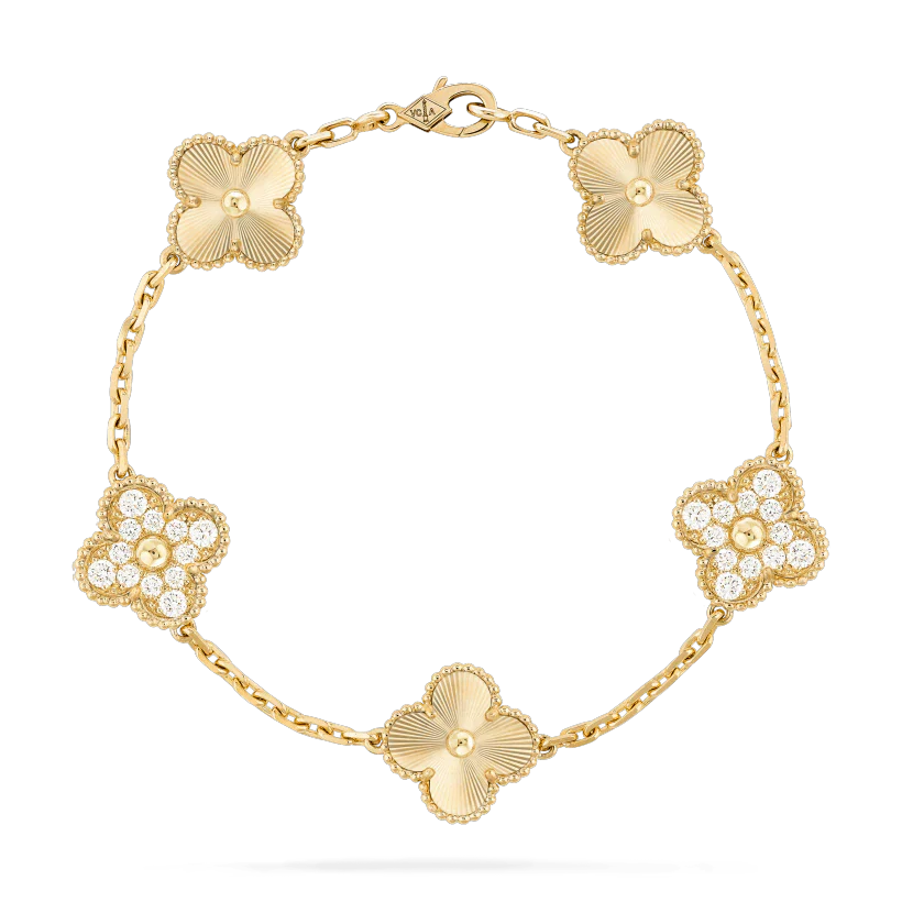 [Amore Jewelry]CLOVER BRACELET 5 MOTIFS GOLD DIAMOND