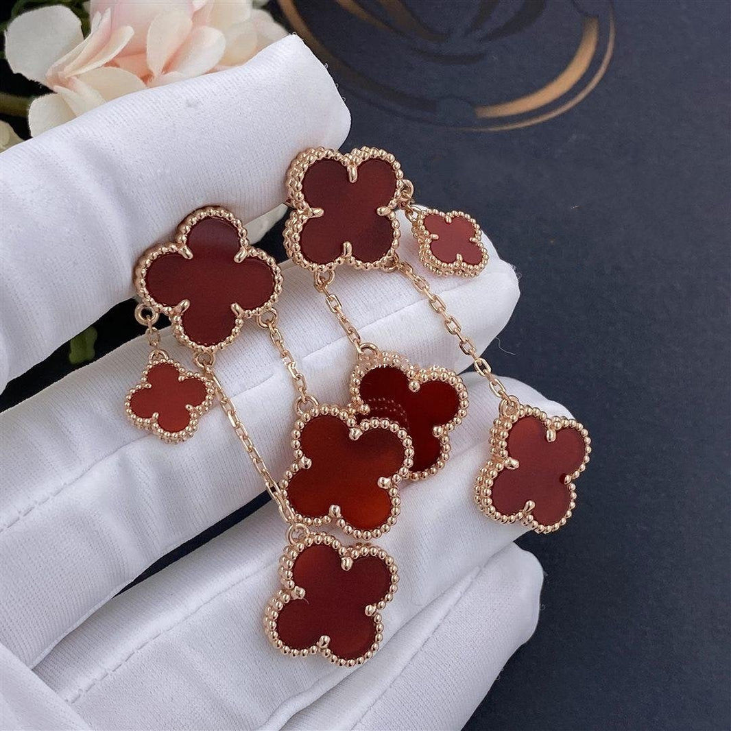 [Amore Jewelry]CLOVER EARRINGS CARNELIAN 4 MOTIFS PINK GOLD