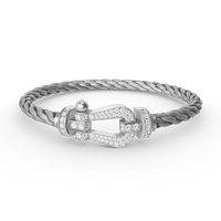 [Amore Jewelry]FORCE LARGE HORSESHOE FULL DIAMOND BRACELET SILVER